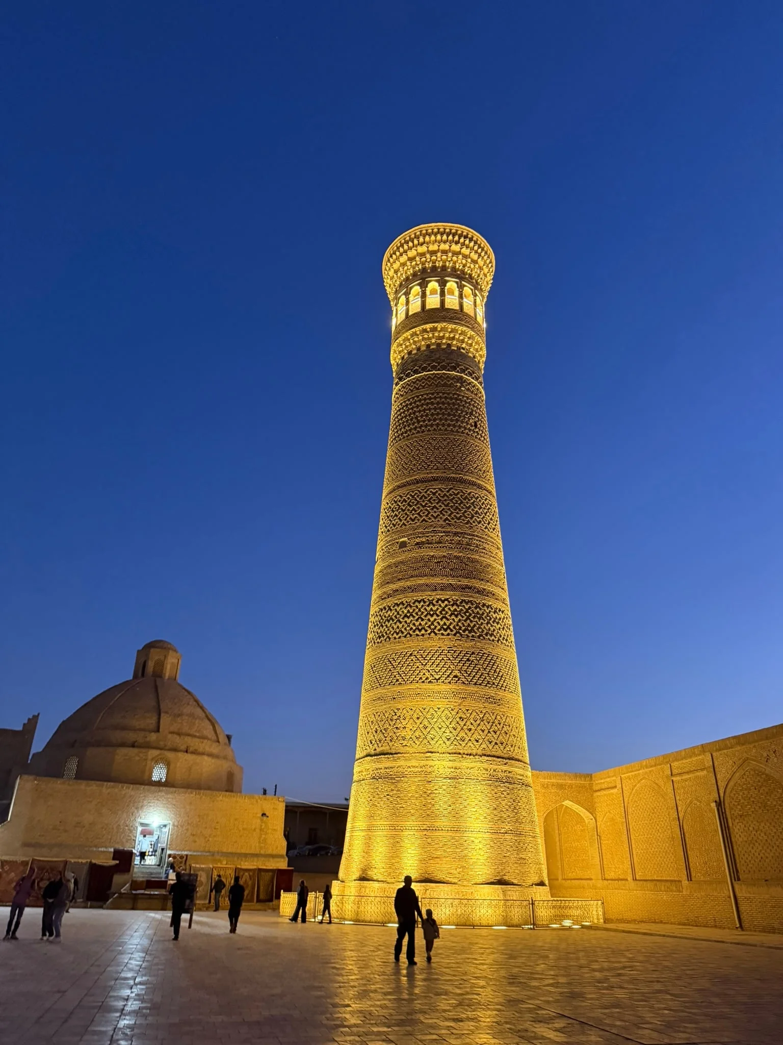 They say that when Genghis Khan conquered Bukhara, he was so impressed by the Kalon Minaret (built 1127, at the time the tallest building in Central Asia) that he ordered it spared while his troops ransacked the city.